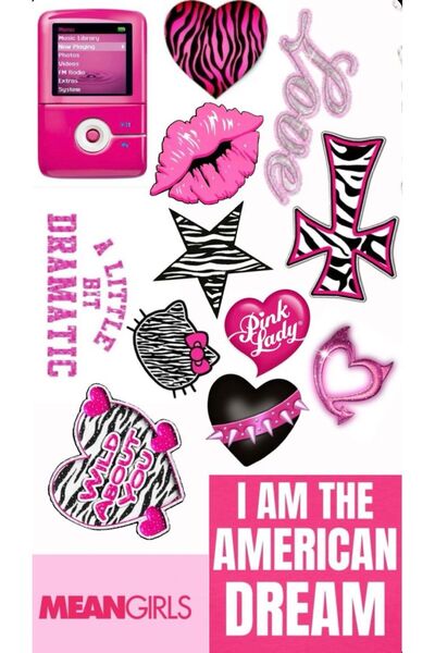 Limitless Design Y2K Pembe Estetik Sticker Set Poster 22x30 cm | Mean Girls, ...