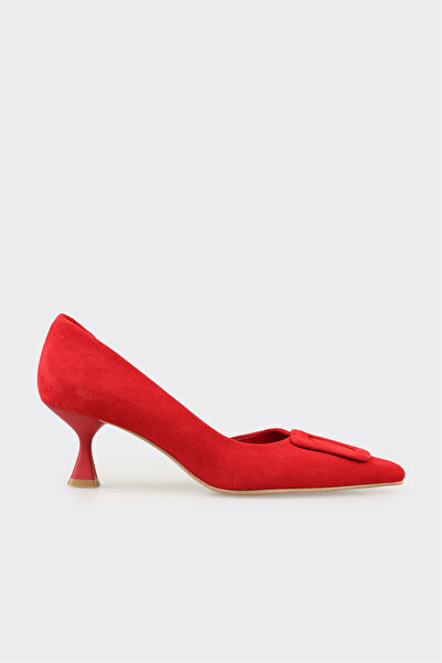 Elle Shoes Kırmızı Deri Kadın Klasik Topuklu Ayakkabı