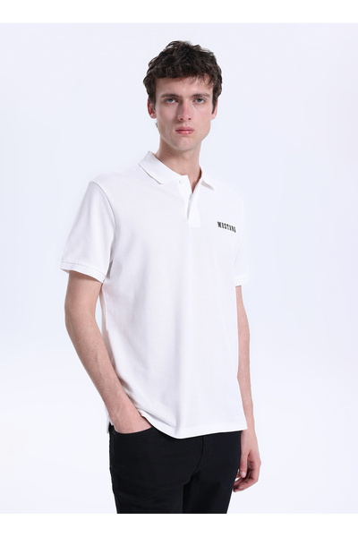 Mustang Düz Beyaz Erkek Polo T-Shirt M6SM-TST1579