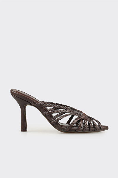 Elle Shoes Kahve Kadın Topuklu Terlik