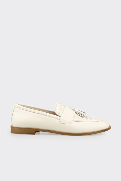 Elle Shoes Ekru Deri Kadın Günlük Ayakkabı