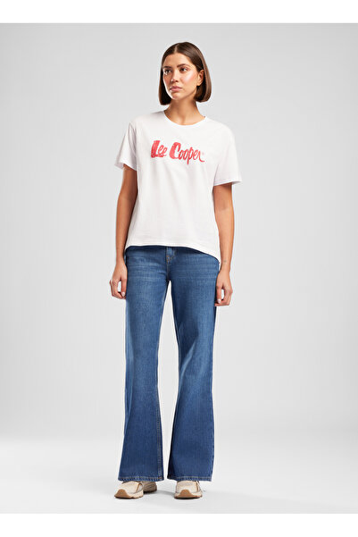 Lee Cooper Beyaz Kadın Rahat Baskılı T-Shirt 262 LCF 242009 LONDONLOGO BEYAZ