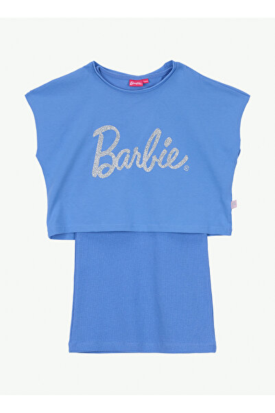 Barbie Eflatun Kız Çocuk Baskılı Elbise BRB6SG-ELB6458