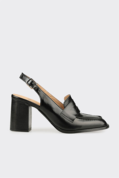 Elle Shoes Siyah Deri Kadın Klasik Topuklu Ayakkabı