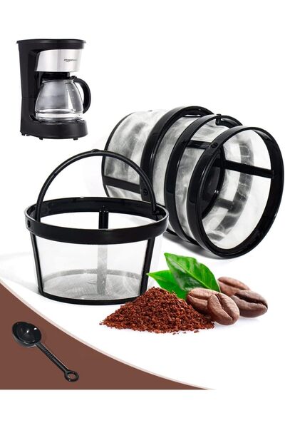 Arabest 4-Pack Reusable Coffee Filters with Handle, Nylon Mesh for 4-5 Cup Dr...