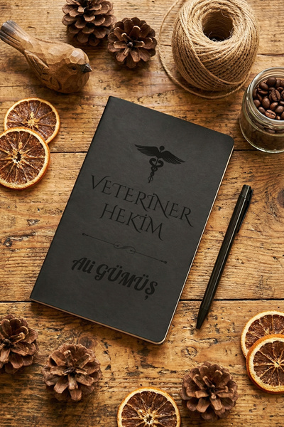 Hedizu Veteriner Hekim Kişiye Özel Defter ve Kalem Siyah Tıp Bayramı Hediyele...