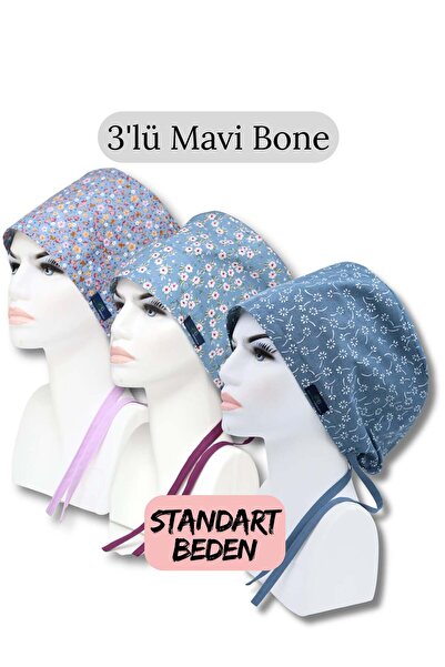doktorbonem Standardna veličina 3-dijelni plavi šešir Indigo svetlo plavi cve...