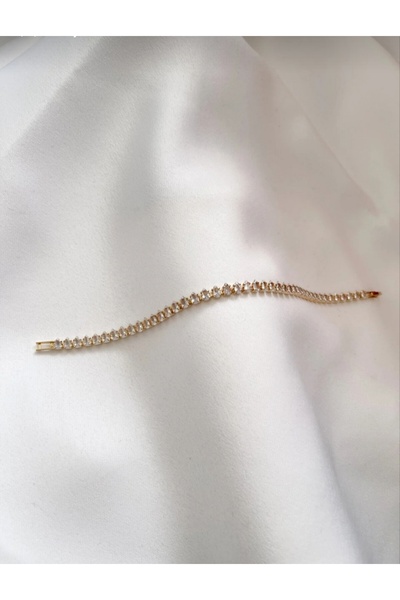 HOSBJERG Bi̇es Accessory Steel Gold Waterway Bracelet with Stones