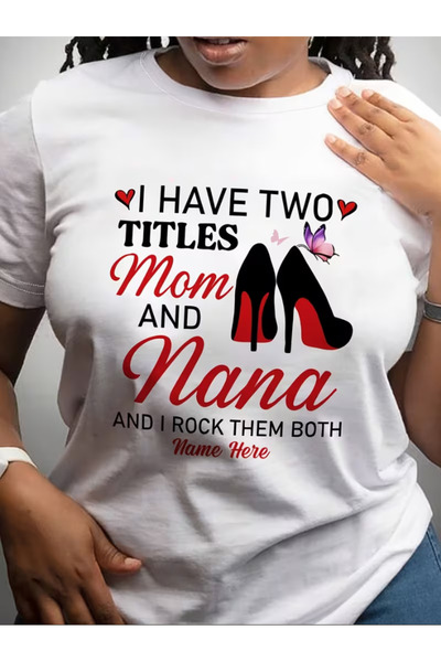 LİNA06 Nana Letter Print T-shirt, Short Sleeve Crew Neck Casual Top for Summe...