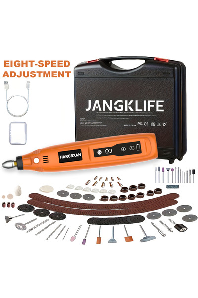 Choice16 طقم أدوات دوارة لاسلكية من JANGKLIFE، برتقالي اللون، 115 قطعة، قلم ن...