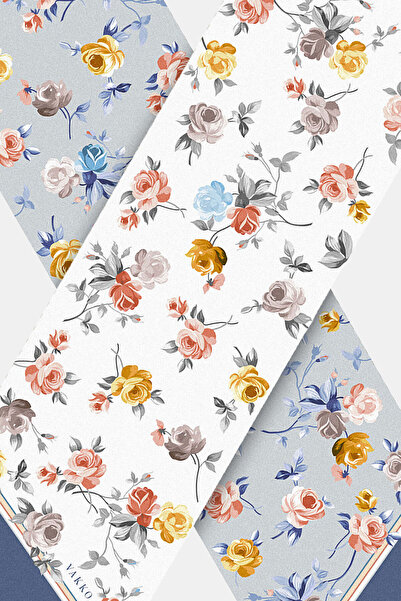 Vakko GÜMÜŞ ÇİÇEK DESENLİ TWİLL FULAR