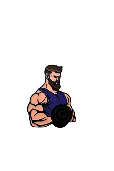 Generic Metal Phone Sticker with Cartoon Design of a Muscular Man Holding Dum...