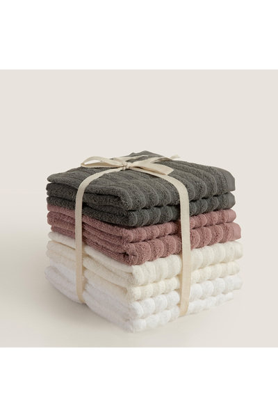 Chakra Set de prosoape de față ondulate, 100% bumbac, 8 piese, 50x80 cm, Antr...