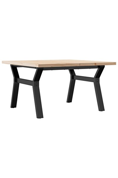 vidaxl Masă de cafea, cadru Y, 80x80x45,5 cm, lemn masiv pin și Oţel