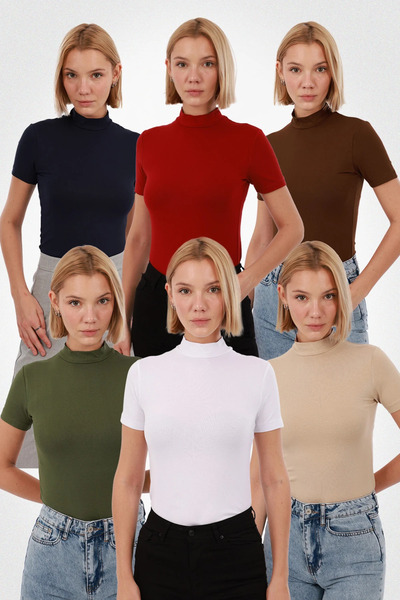 Yade Fashion Kadın Kısa Kol Bluz 6’lı Set