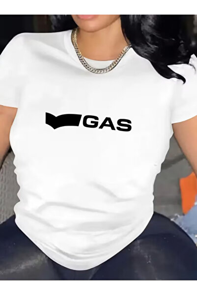 LİNA06 Letter Print Graphic Fashion Round Neck Casual Short Sleeve T-Shirt fo...