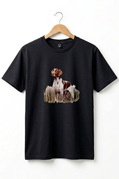 WİDİ Μπλουζάκι για κυνήγι σε εξωτερικούς χώρους με στάμπα σκύλου, 100% βαμβακ...