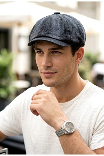 LAGRANZE Șapcă din denim cu opt panouri pentru bărbați |   Șapcă clasică tip ...