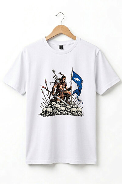 WİDİ تي شيرت تركي مطبوع عليه تفاصيل الحضض التركي وعلم القتال، بقصة عادية أساسية