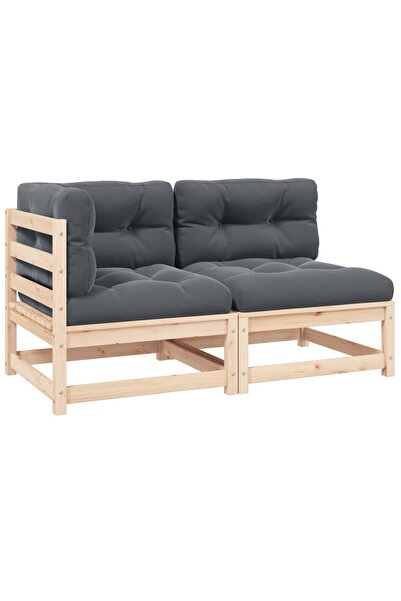 vidaxl Set mobilier grădină cu perne, 2 piese, lemn masiv de pin