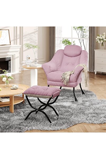 Garvee كرسي استرخاء مع مسند للقدمين - كرسي مريح وعصري لغرفة المعيشة وغرفة النوم