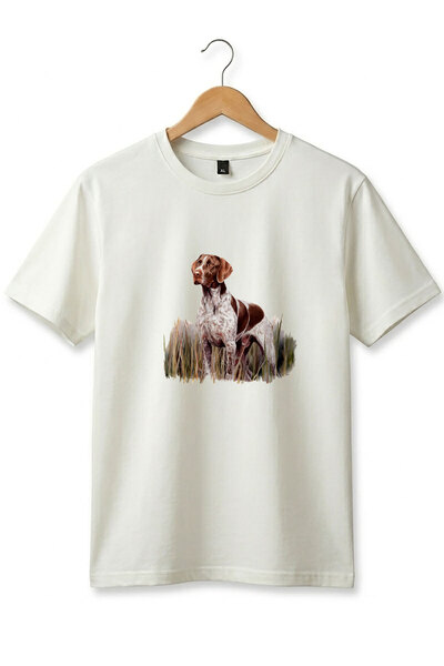 WİDİ Outdoor Hunting Pointer Dog Printed 100% Cotton Basic Regular Fit T-Shirt