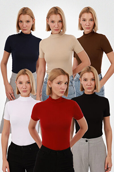 Yade Fashion Kadın Kısa Kol Bluz 6’lı Set