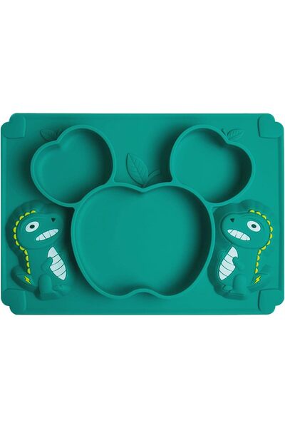 Arabest Silicone Baby Suction Plate with Deep Divided Sections Dinosaur Desig...