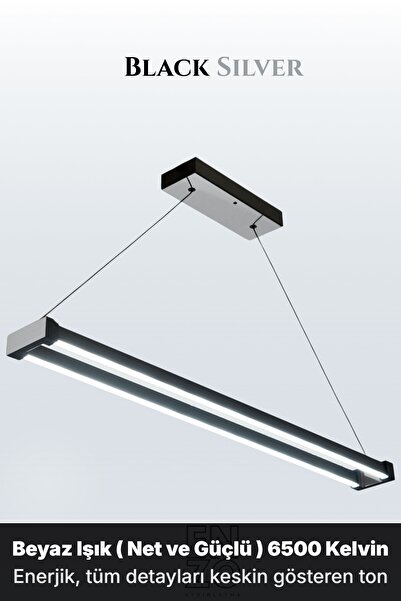ENZO LIGHT Vega Silver 6500K Lineer LED Sarkıt Avize – Kumandalı Dim Edilebil...