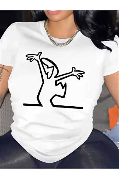 LİNA06 Fun Graphic Fashion Crew Neck Sports Short Sleeve T-Shirt Top Women's ...