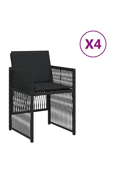 vidaxl Scaune de grădină cu perne, 4 buc., negru, poliratan