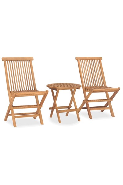 vidaxl Set mobilier de exterior pliabil, 3 piese, lemn masiv tec