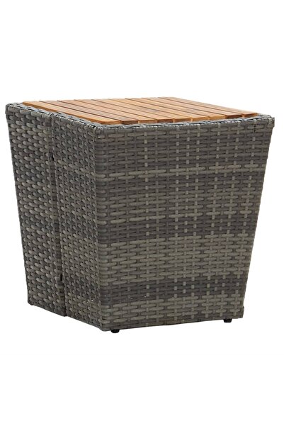 vidaxl Masă de ceai gri 41,5x41,5x43 cm poliratan lemn masiv acacia