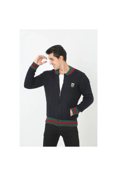 Narnuga Full Zip Knitwear Cardigan - Navy Blue -