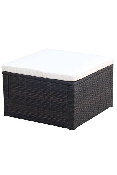 vidaxl Taburet otoman din poliratan, 53 x 53 x 30 cm, negru