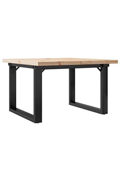 vidaxl Coffee table, O frame, 70x70x40.5 cm, solid pine wood and steel