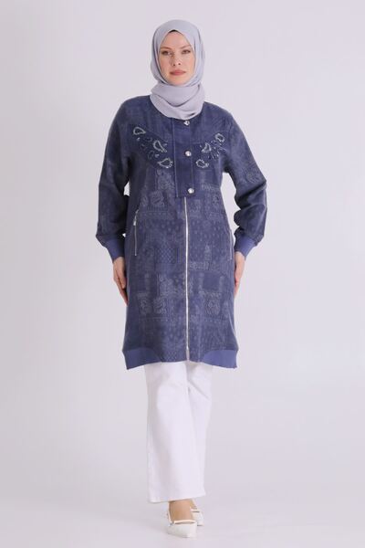 behrem Büyük Beden Tesettür Kap 25149 Denim Mavi