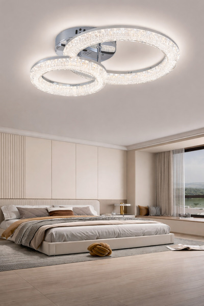 Sueva LED полилей с 2 пръстена, 80W, с дистанционно управление, 3 режима на о...