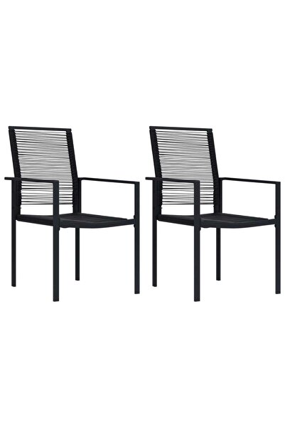 vidaxl Scaune de grădină, 2 buc., negru, ratan PVC