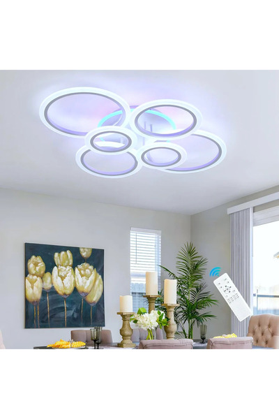 LightPlanet Plafoniera LED 6 CIRCLE RGB Alb 600W Telecomanda 800x600 mm