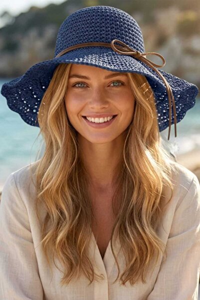 Mood Agenda Γυναικείο καλοκαιρινό ψάθινο καπέλο με πλεκτό σχέδιο και φαρδύ γε...