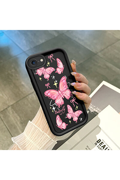 Hontinga iPhone 8 Compatible Pink Butterfly Pattern Slim Soft Silicone Phone ...
