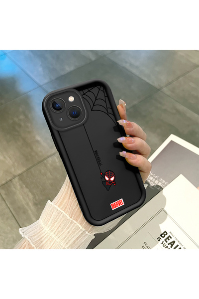 Hontinga iPhone 15 Plus Uyumlu Spiderman Desen Kamera Korumalı İnce Yumuşak S...