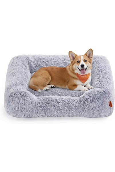 feandrea Κρεβάτι σκύλου, Πολυπροπυλένιο/Πολυεστέρας, Γκρι, 91 x 68 x 18 εκ.