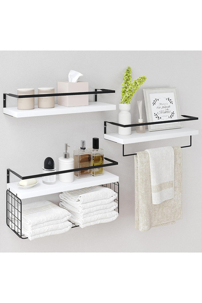 Sumkyle Set of 3 Wood Floating Shelves,For living room, bathroom, kitchen