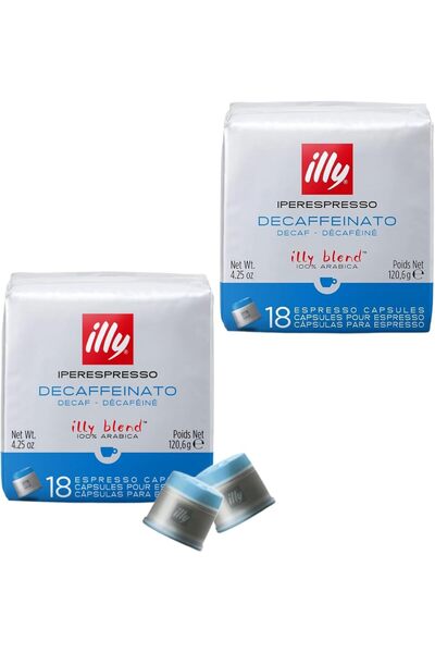 illy iperEspresso Coffee Capsules, Decaf Medium Roast, Single-Serve Pods, 18 ...