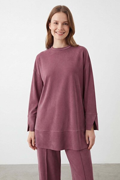 Puane Women's Comfortable Cut Tunic Trousers Set-14457Tks - Burgundy