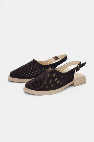 selin shoes Delar Genuine Leather Mesh Detailed Heeled Women's Sandals with B...