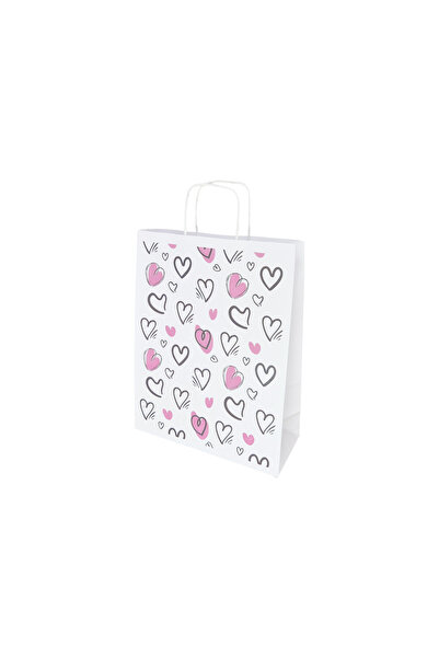 Papette Set of 200 Kraft Paper Bags with Love Flying Hearts Pattern 22 x 31(H...