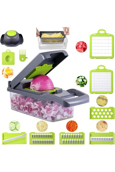Arabest Vegetable Chopper Slicer, Food Chopper with Multi-Functional Intercha...